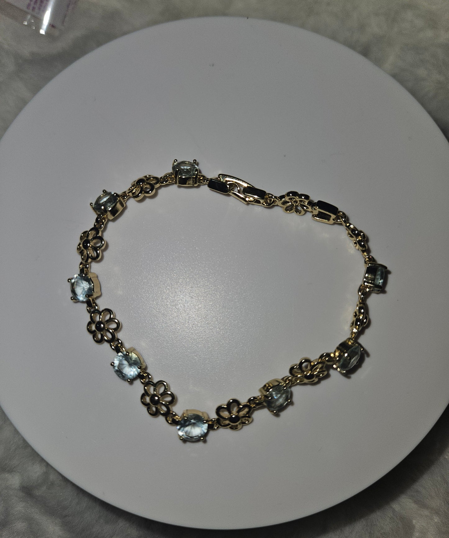 Baby blue stone and flowers bracelet